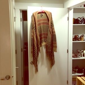 Long patterned cardigan.